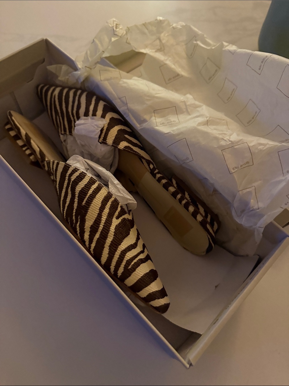 Dolce Vita Brown & Cream Zebra-Print Pointed Mules - Picture 4 of 7